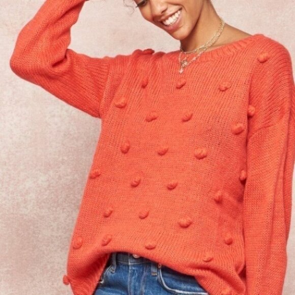 Three Cheers Pom-Pom Knit Loose-Fit Sweater - Picture 1 of 8